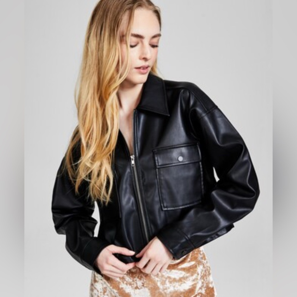 Faux Black Leather Jacket for Women
